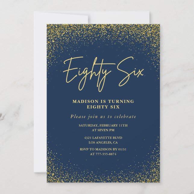 Invitación Elegante lujo navidad oro brillo 86 cumpleaños (Anverso)