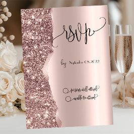 Invitación Elegante Lujo Rosa Dorado Brillante RSVP
