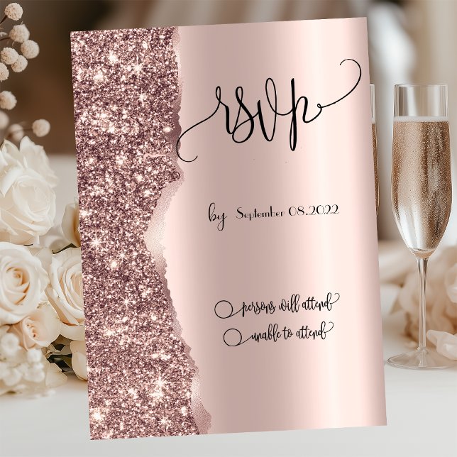 Invitación Elegante lujo rosa dorado brillo RSVP (Subido por el creador)
