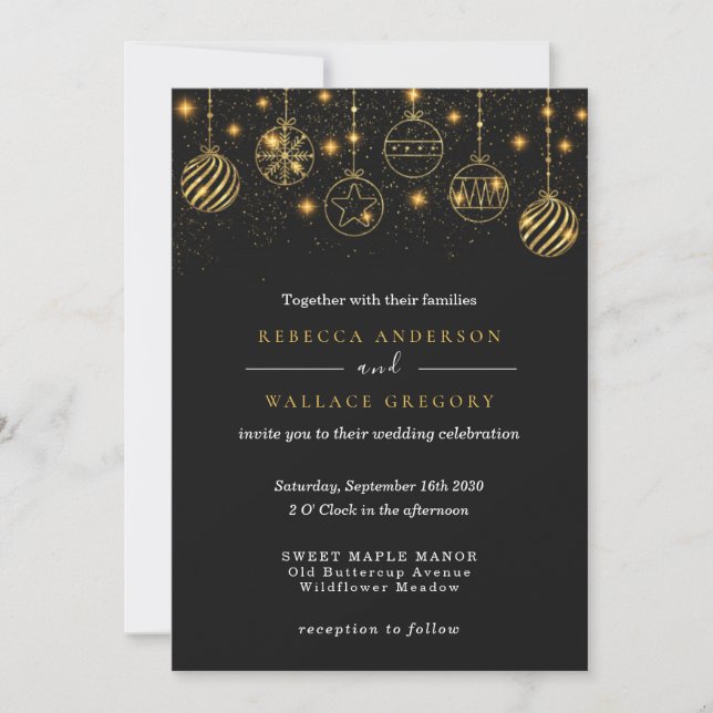 Invitación Elegante lujo vacaciones modernas oro azul negro (Anverso)