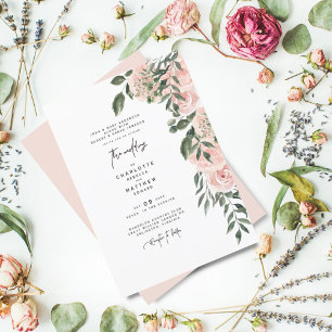 Invitación Elegante Lujoso Floral Rosa Bodas de Ambos Padres