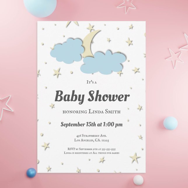 Invitación Elegante Luna y Estrellas Género Baby Shower Neutr (Subido por el creador)