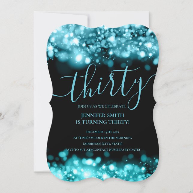 Invitación Elegante luz de cristal Verde azulado de cumpleaño (Anverso)