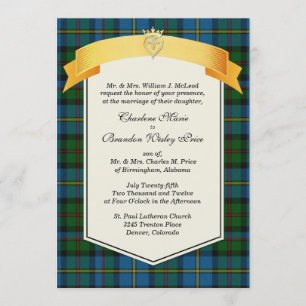 Invitación Elegante MacLeod Tartan Plaid Custom Wedding