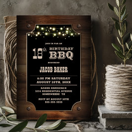 Invitación Elegante madera 18 cumpleaños BBQ