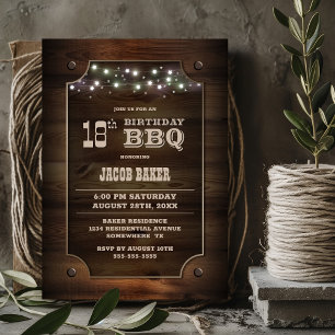 Invitación Elegante madera 18 cumpleaños BBQ