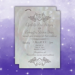 Invitación Elegante Madre de Perla Lilac/Boda Gris