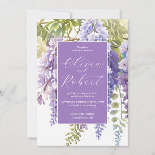 Invitación Elegante magenta púrpura glicina de agua glicinia