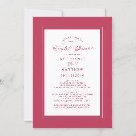 Invitación Elegante Magenta Rojo Boda Blanco Ducha