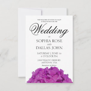 Invitación Elegante magenta rosa hidrangeas florales Boda