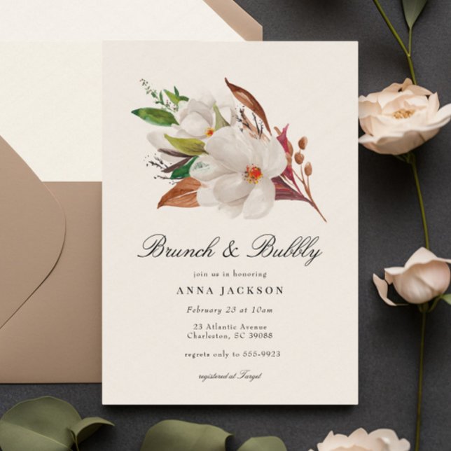 Invitación Elegante Magnolia Floral Bridal Brunch Ducha (Subido por el creador)