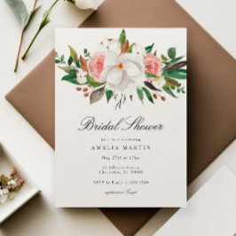 Invitación Elegante Magnolia Floral Bridal Shower