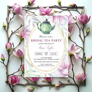 Invitación Elegante Magnolia Floral Bridal Tea Fiesta
