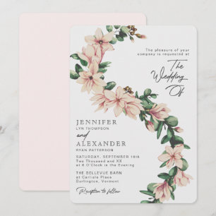 Invitación Elegante Magnolia Floral Eucalyptus Rubor Boda