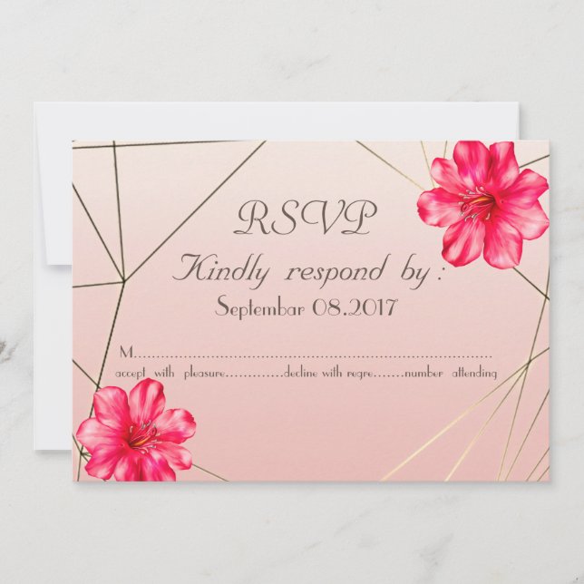 Invitación Elegante Magnolia Geométrica RSVP (Anverso)