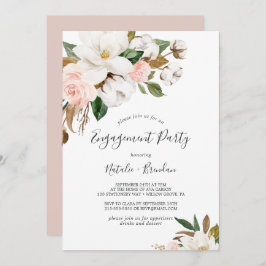 Invitación Elegante Magnolia White y Partido de Compromiso de
