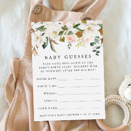 Invitación Elegante Magnolias Baby Shower Guessing Game Card