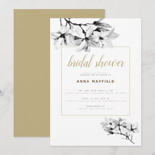 Invitación Elegante Magnolias Moda Floral Bridal Ducha