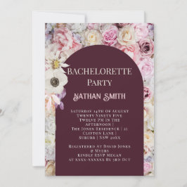 Invitación Elegante Mahogany Floral Arco de verano Bacheloret