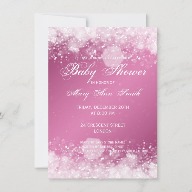 Invitación Elegante mancha rosa de la noche de Baby Shower (Anverso)