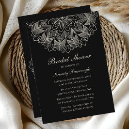 Invitación Elegante Mandala Boho indio ducha de novia negra