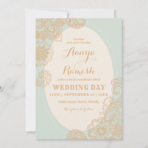 Invitación Elegante Mandala Dotted Circle Mehndi Boda