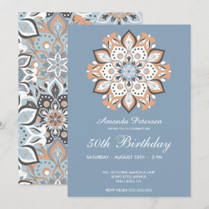 Invitación Elegante Mandala floral de 50 años