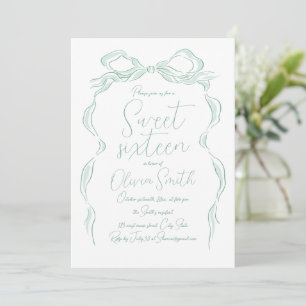 Invitación Elegante Mano Verde Ligero Dibujado Bow Sweteen