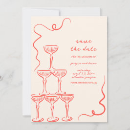 Invitación Elegante Mano Vintage Dibujada Guardar La Fecha