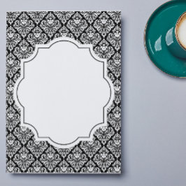 Invitación Elegante manta de damasco en negro y blanco