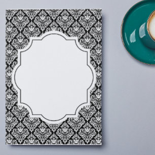 Invitación Elegante manta de damasco en negro y blanco