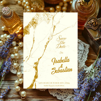 Invitación Elegante Marble de Marfil y Oro Salven la maleza d