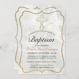 Invitación Elegante Marble Gold Baptism