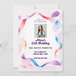 Invitación Elegante Marco acuático Cumpleaños Personalizado