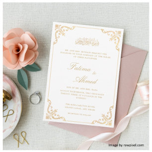 Invitación Elegante Marco Antiguo Ceremonia de Nikah con Letr