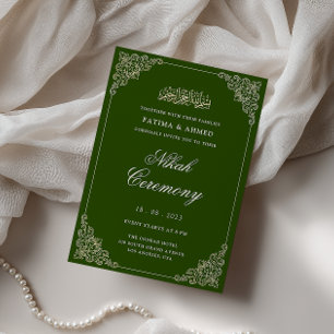 Invitación Elegante marco barroco ceremonia de Nikah verde es