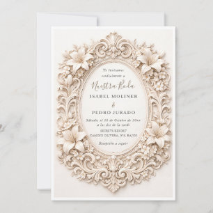 Invitación Elegante marco barroco floral Nuestra Boda Boda