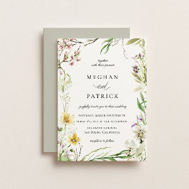 Invitación Elegante marco botánico de flores silvestres boda