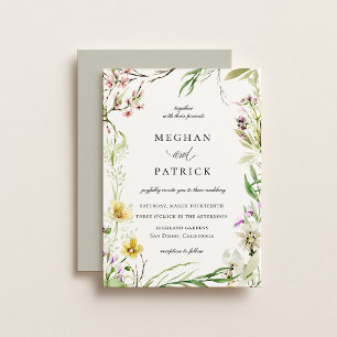 Invitación Elegante marco botánico de flores silvestres boda