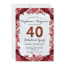 Elegante marco chic de rubí del 40º aniversario de