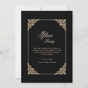 Invitación Elegante Marco Clásico Negro Fiesta Iftar Script