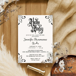 Invitación Elegante marco clásico retro ornamento Hola bebé