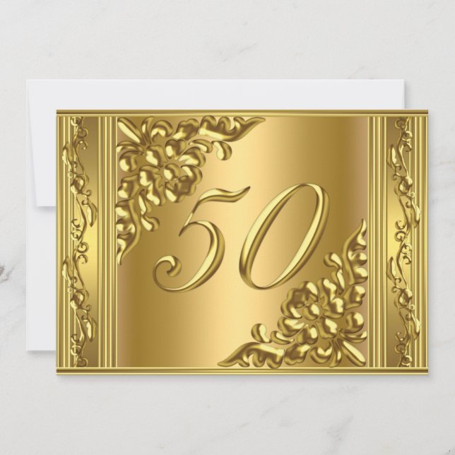 Invitación Elegante marco de 50 años de la fiesta de cumpleañ (Anverso)