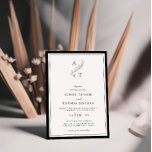 Invitación Elegante | Marco de Boda de monograma clásico<br><div class="desc">Invitación a la boda en hoja de monograma elegante y atemporal en blanco y negro.</div>