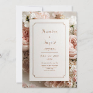 Invitación Elegante Marco de Entrada Floral Rosa Bronce Boda