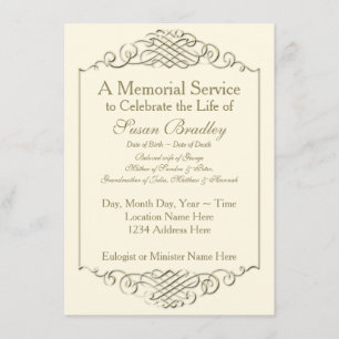 Invitación Elegante marco de época dorada con servicio en mem