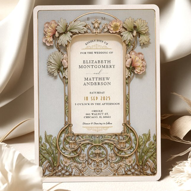 Invitación Elegante marco de filigrana floral del Boda Rococo (Subido por el creador)