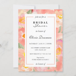 Invitación Elegante marco de flores rosadas. Trendy Bridal Sh