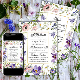 Invitación Elegante marco de flores silvestres Boda musulmana