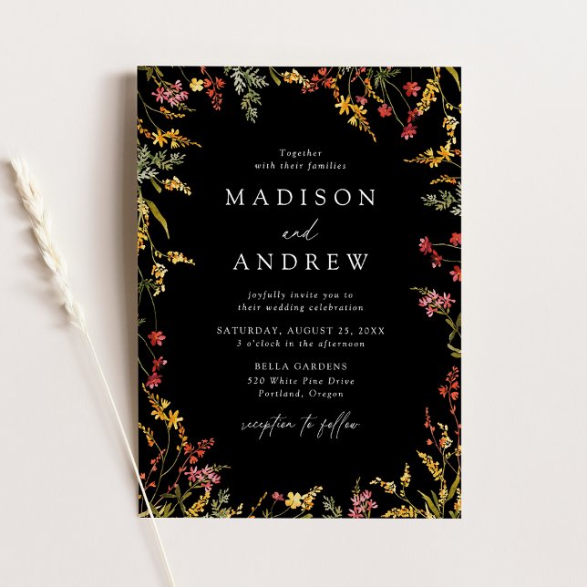 Invitación Elegante Marco de flores silvestres de verano Boda (Subido por el creador)